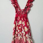 Free People NEW Bali Wild Daisy Red Floral Print Mini Dress Size XS Coastal Boho Photo 4