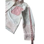 Bershka  100% Cotton Pink & White Color Block Oversized Denim Jacket Photo 8