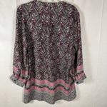Violet+Claire  Paisley Print Tunic Floral Border Lightweight 3/4 Sleeve Pink M Photo 1