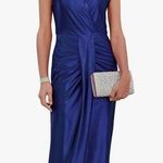 NEW Blue Satin Sleeveless Halter Neck Formal Cocktail Party Midi Dress S Photo 0