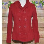 Effeci Ladies Red Double Breasted Hooded Cardigan Sweater Size S PS Cozy Photo 3