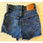 Levi's  Ribcage High Waist Button Fly Distressed Medium Blue Denim Shorts Size 25 Photo 10