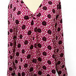 Ann Taylor  Black and Pink Graphic Long Sleeve Blouse Photo 0