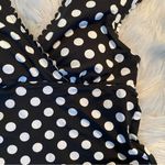 Lands End Cap Sleeve Surplice Tankini Swimsuit Black White Dots Preppy womens 2 Photo 5