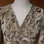 Dress Barn Cute Bohemian Crinkle Faux Wrap Top S Sexy Offset Photo 1