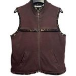 CHAUS NEW YORK Chaus Sport Brown Vest With Animal Print Fleece Lining & Trim Size Small Photo 0