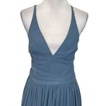 Lulus Lulu’s Everlasting Beauty V-neck Lace Back Chiffon Maxi Dress Slate Blue Size L Photo 4