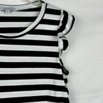 White Birch  Black White Strip Sleeveless Ruffle Tank Medium Photo 1