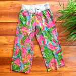 Lilly Pulitzer XS The Beach Pant - 100% Linen - Vibrant Floral Print Photo 0