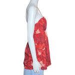 Banana Republic 100% Silk Y2K Red Floral Babydoll Strapless Top S/M Sz8 Romantic Photo 4