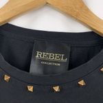 Rebel Collection Black Tee Studded Collar Size M Photo 2
