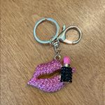 Pink rhinestone lips with lipstick bag charm Photo 1
