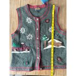 Woolrich Women Holiday Sweater Vest S Green Lambs Wool Plaid Grandmacore Photo 3