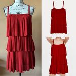 ZARA Italian yarn knit red tiered layered ruffle spaghetti strap mini dress Photo 1