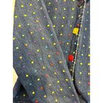 Keren Hart Denim Jacket Rainbow Polka Dot Square Button Up Jean Top Large Blue Photo 5