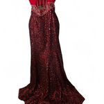 American Vintage Riva Red Sequin Leopard Rhinestone Pageant Prom Gown Sz 6 Photo 3