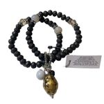 Chico's Set of Two Matt Black Beaded Stretch Bracelets Retired Photo 0