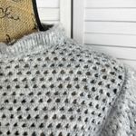 Anthropologie Broadway 38 Ruffle Shoulder Open Knit Sweater Gray XS Wool Blend Photo 5