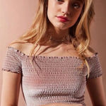 Urban Outfitters ⭐️ Light Before Dark mauve velvet smocked crop top size small Photo 0