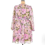 Lane Bryant  | Pink Floral Rose Garden Sheer Overlay Dress Plus Size 18 Photo 1