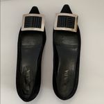 Prada black suede leather shoes size 36.5 6.5 Italy silver tone buckle RARE HTF Photo 4