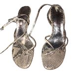 Gianni Bini Strappy Low Heels Snake Skin Metallic - Size 9M Photo 0