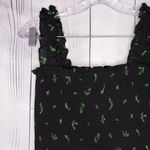 Aritzia Wilfred Luella smocked mini dress in a black with green leaf print Photo 3
