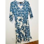 Fifteen Twenty Blue Floral 100% Cotton V-Neck Tiered A-Line Dress Size Small Photo 3