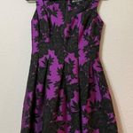 Jill Stuart Purple Floral Jacquard A Line Dress Womens 4 Sleeveless Mini Formal Photo 2