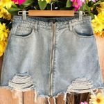 LIRA COBRA Ripped Denim Skirt Blue Size M Photo 1