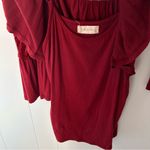 Altar'd State  Burgundy Peplum Swing Top Bell Sleeve Babydoll Holiday E14 Photo 3