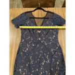 Rene Ruiz illusion Lace Mesh Evening sheath Knee short sleeve Dress Navy Blue 8 Photo 10