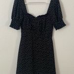 Rixxi black and white ruched polka dot mini cocktail dress size S short sleeve Photo 0