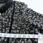 Ming Wang  Black Jacquard Knit Fur Collar Velvet Trim Cardigan Jacket Size Large Photo 8