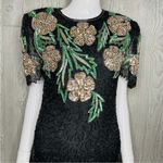 Scala Vintage 100% Silk Fully Beaded Floral Midi Dress Formal Cocktail Large Photo 13