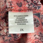 Fred David  size 2X pink patterned bohemian peasant blouse tie-neck Photo 5