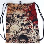 Spirit Halloween Zombie Skull Printed Cinch Bag Backpack 17X13.5 Horror Monsters Photo 0