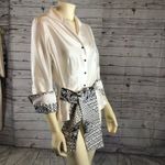 Marisa Baratelli 1990s Silk Blouse Black White Abstract Trim Size 12 Photo 15