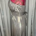 Leslie Fay Y2k slip dress formal party silver lamae Photo 4