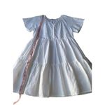 Madewell  White Linen-Blend Flutter-Sleeve Tiered Mini Dress Photo 10