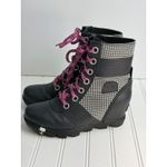 Sorel  Houndstooth Wedge Lace-Up Boots Youth 4 fits Women's 5.5–6 Black Pink Photo 14