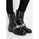 Alexander McQueen  • black calfskin boot chunky silver metal studded moto Photo 1