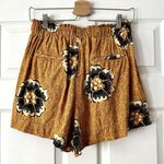 Anthropologie Kennedy Shorts Mustard Yellow Floral Linen Blend Paperbag Sz S Photo 3