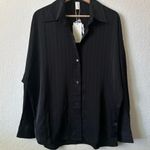 Commense Black Oversized Button Up Collared Shirt S NWT Photo 1