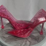 Barbie x ALDO BARBIESTESSY Pink PVC Crystal Logo Heels Pumps Size 6.5 US Photo 1