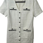 Loft Tweed White with Black Trim and Buttons Zip Back Size 8 Classic Preppy Photo 0