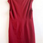 Jaeger  Dress Burgundy Red Front Zip Cap Sleeve Sheath Dress Sz US 14 GUC Photo 9