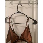 Kona Sol Womens Zebra Print Cross Tie Back Bikini Top Brown Black  Size Small Photo 14