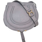 Chloé Chloe Marcie Large Saddle Leather Crossbody Pebble Gray Photo 0