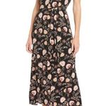 1. State  High Neck Garden Maxi Dress Size XS Black Floral Ruffles Sleeveless New Photo 0